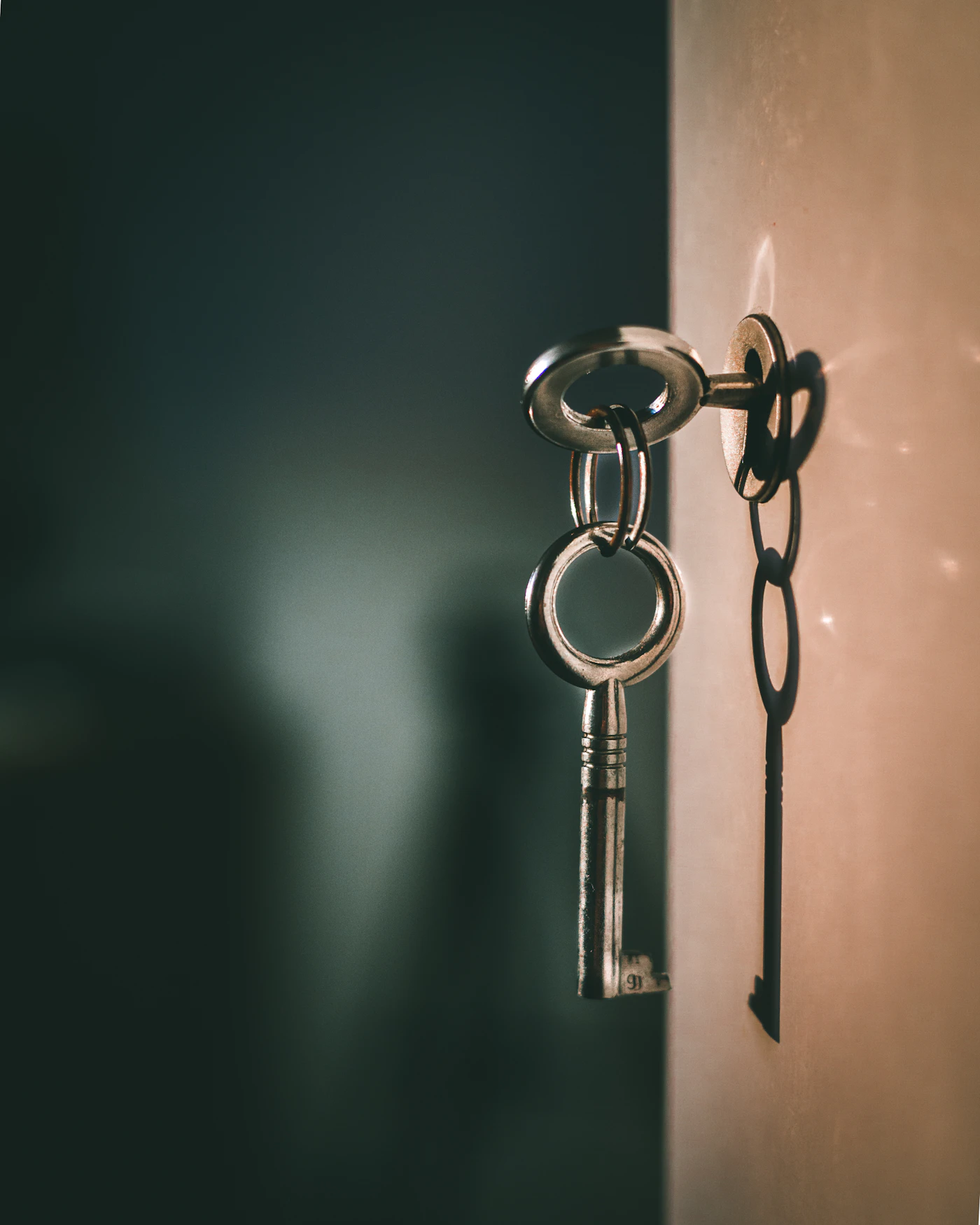 Metal key in a door keyhole, broken key extraction